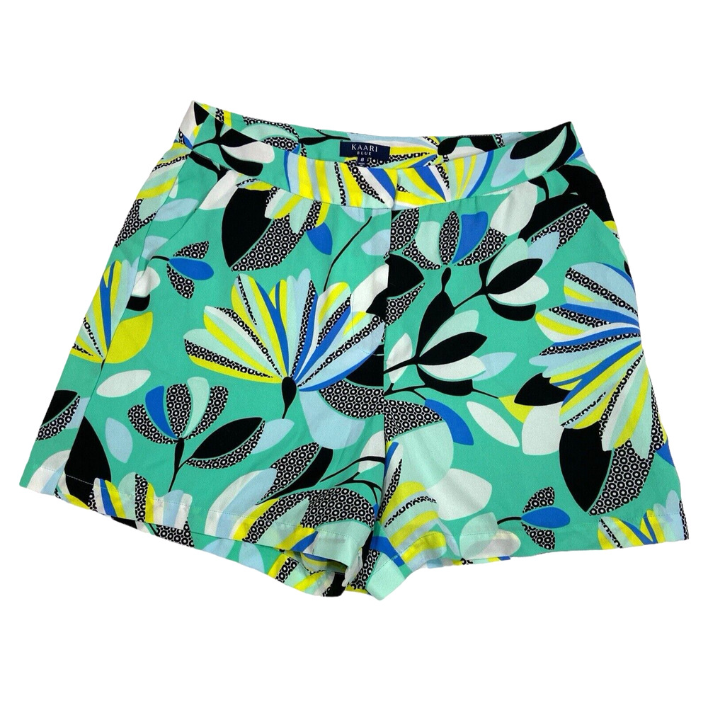 Kaari Blue Tropical Print Summer Vacation Shorts Size 8